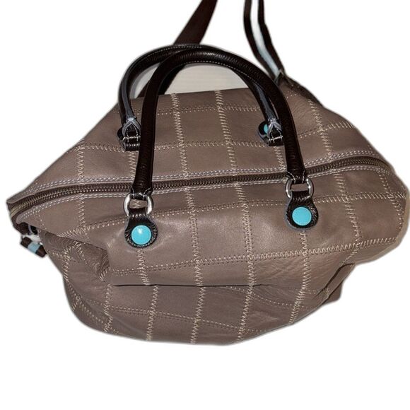 Franco GABS tan leather squares patch purse - Picture 2 of 7